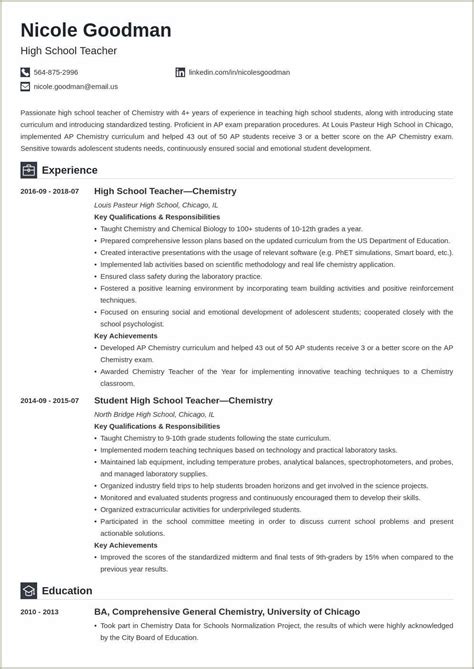 Good Examples Of Resumes For Teachers Resume Example Gallery