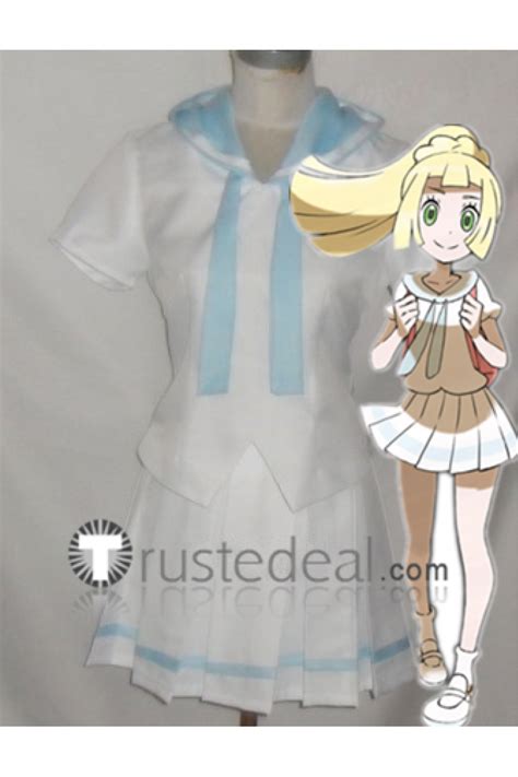 pokemon ultra sun and ultra moon lillie white and blue cosplay costume cosplay costumes