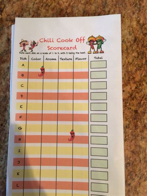 scorecard chili chili party cook