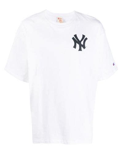 Champion Logo Patch T Shirt In White For Men Lyst