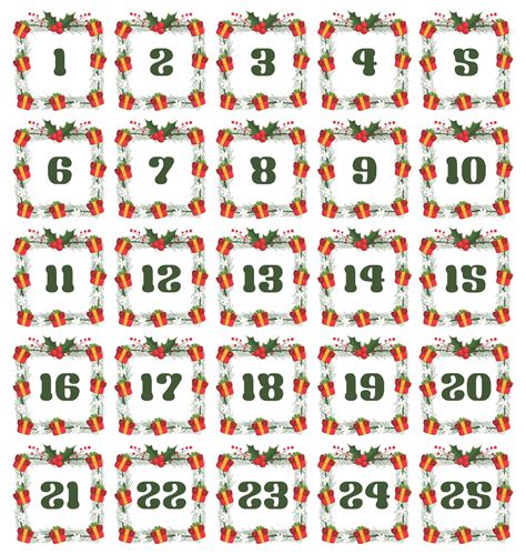 7 Best Printable December Calendar Numbers