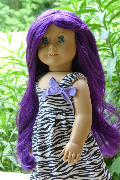 ooak custom just like you american girl 18 doll blue eyes purple hair dress american girl