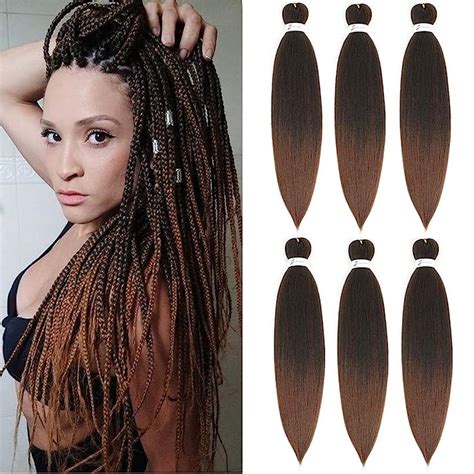 Buy Wigenius Pre Stretched Braiding Hair Ombre Brown 26 Inch 6 Packs