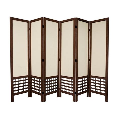 Shop Oriental Furniture Open Latice 6 Panel Burnt Brown Fabric Folding