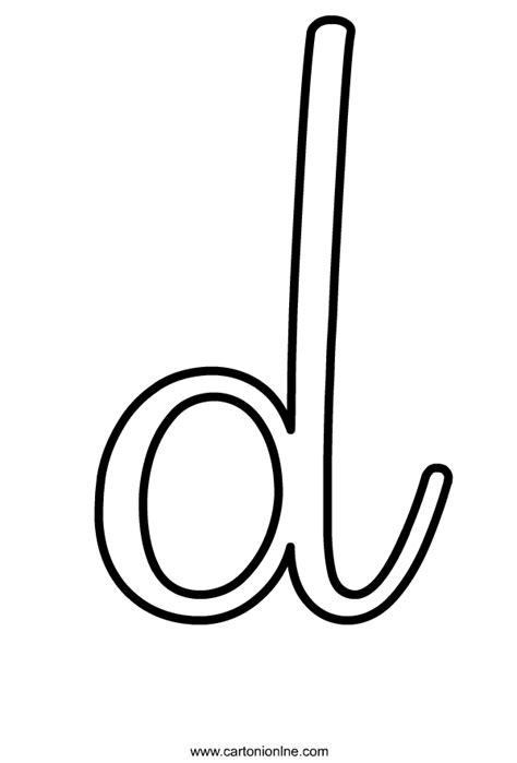 Dibujo De Letra Cursiva Minúscula D Del Alfabeto Para Colorear