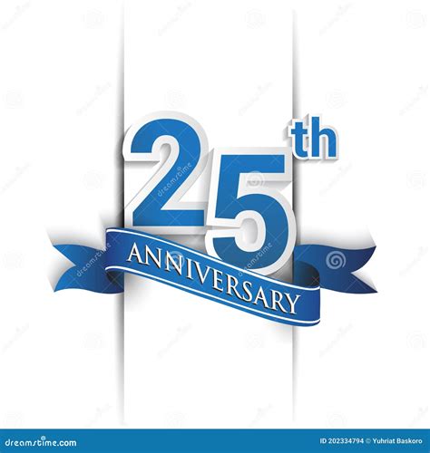 25th Years Anniversary Logo Blue Colored Vector Design On White