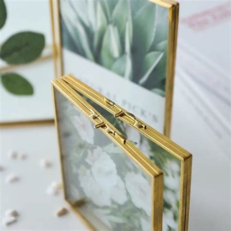 Hinged Folding Gold Metal Picture Frames 35 X 5 Double Etsy