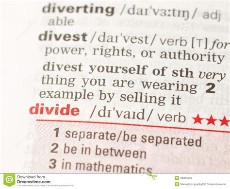 The Definition of the Word Divide Stock Photo - Image of page, exam ...