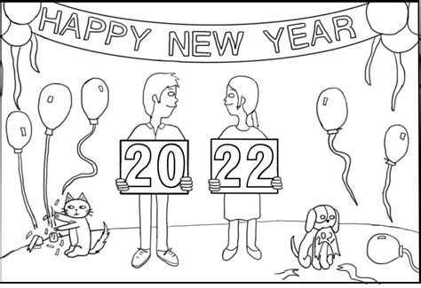 Happy 2022 Coloring Pages Coloring Cool