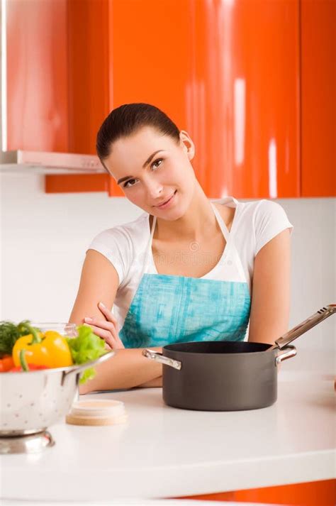 Young Woman Cooking In The Kitchen Stock Photo Image Of Lifestyle