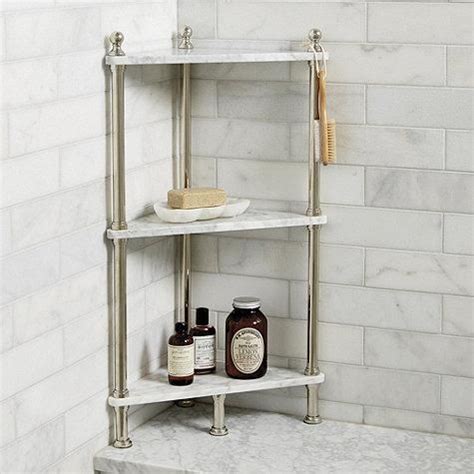 Almost perfect for the showerjanei need a place to keep soap, etc, in my apartment shower. White Marble Corner Bath Shelf | Diy bathroom storage ...