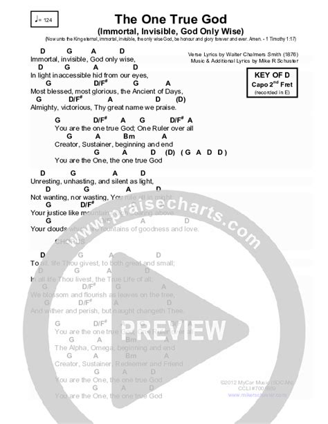 The One True God Chords Pdf Mike Schuster Praisecharts