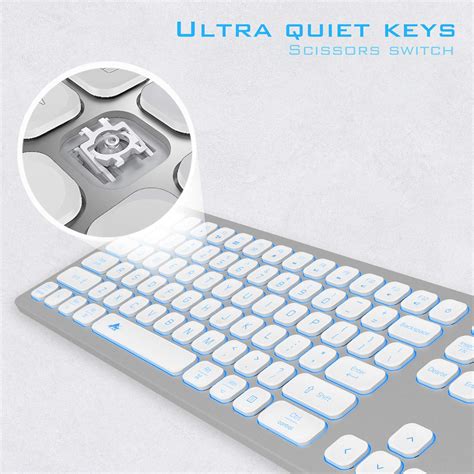 Mac And Pc Powzan Aluminum Quiet Wired Keyboard Backlit Slim Chiclet