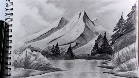 How To Draw Realistic Mountains With Pencil Step By Step And Easy Drawing The Easy Way
