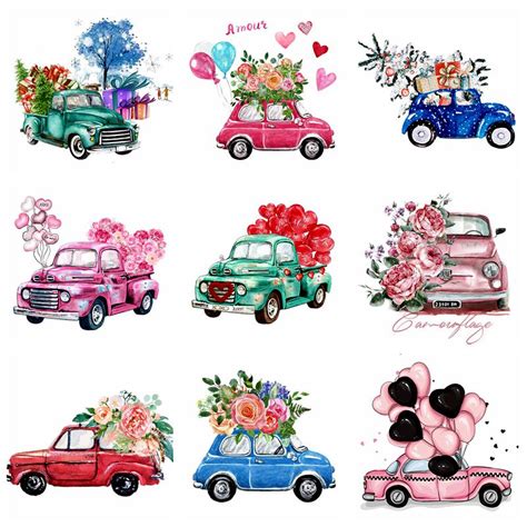 Diy Flower Car Patch For Clothes Iron On Transfer Patch Cartoon Girl