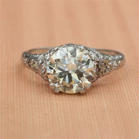 Handmade Platinum 2 Carat Diamond Ring c1920 - Pippin Vintage Jewelry