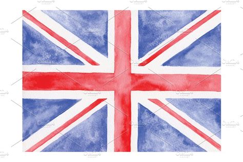 Watercolor British Flag ~ Graphic Objects ~ Creative Market