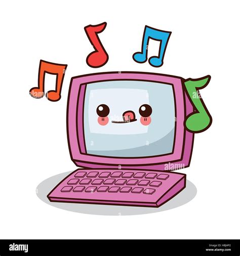 Laptop Icon Kawaii Technology Vector Hi Res Stock Photography And