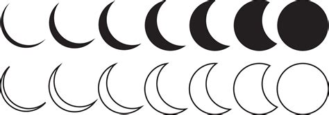 Moon Phase Symbol Set Crescent Icon In The Glyph Moon Phases