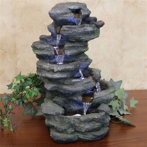 Sunnydaze Stacked Rock Waterfall Indooroutdoor Tabletop Water Fountain