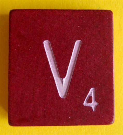 Scrabble Tiles Replacement Letter V Maroon Burgundy Wooden Craft Game