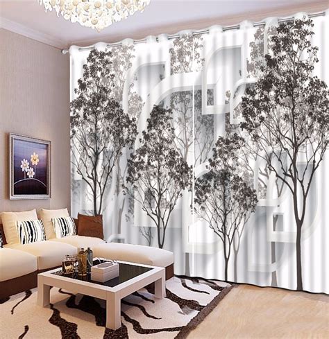 Black And White Tree Blackout 3d Curtain Living Room Bedroom Curtains