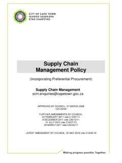 Supply Chain Management Policy Cape Town Supply Chain Management