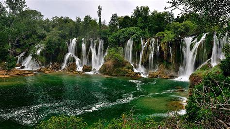 Kravice Waterfall Bosnia Trees Waterfall Nature Bosnia Hd