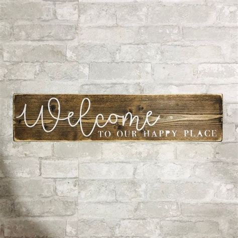 Welcome to our happy place rustic wood sign multiple size | Etsy | Rustic wood signs, Rustic ...