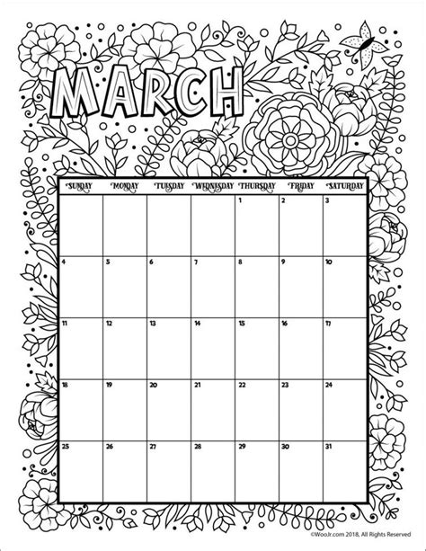 Calendar Coloring Page Ryderroplozano