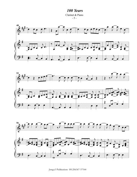 Five For Fighting 100 Years For Clarinet Piano Free Music Sheet