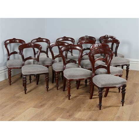 William iv, trafalgar and queen anne chairs. Antique Victorian Set of 12 Mahogany Carved Upholstered ...