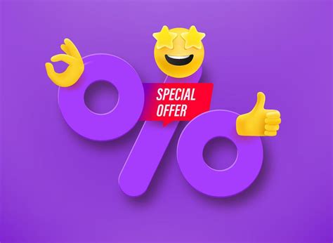 Shopping Special Offer Label With Percentage Sign And Emojis 3d Vector