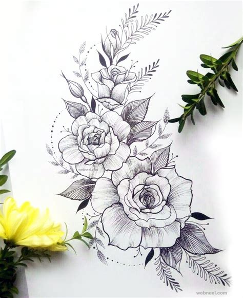 45 Beautiful Flower Drawings And Realistic Color Pencil Drawings