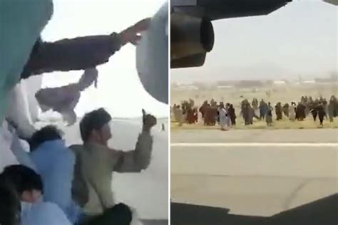 Terrifying Moment Afghan Stowaways Film Themselves Clinging To Us Plane