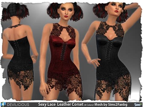 Sims 4 Ccs The Best Sparkling Sexy Lace Leather Corset By Devilicious