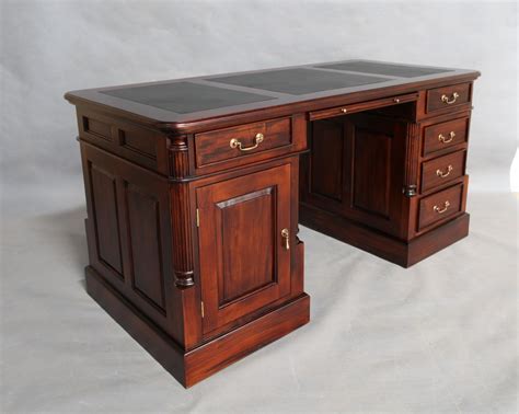 Solid Mahogany Home Office Desk 5 Drawers Antique Reproduction Design