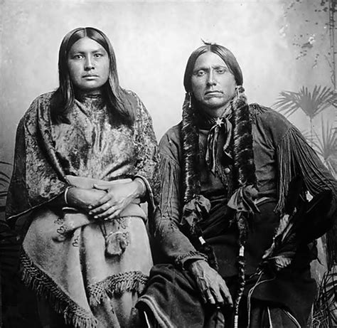 Quanah Parker C 1840 1911 Sits And Poses For A Photograph With One Of His Eight Wives After