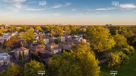Aerial Drone View Of Norwood Park Chicago