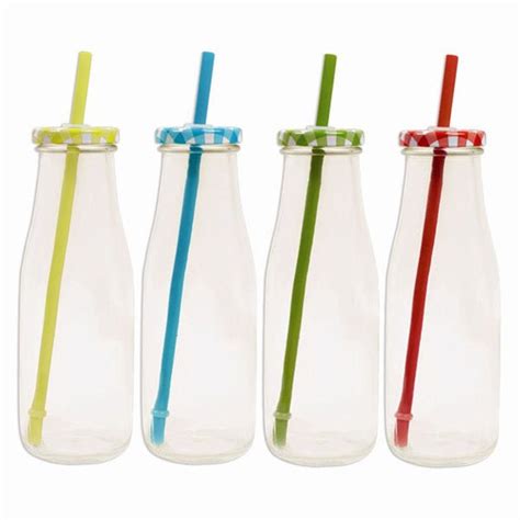 Set Of 10 Amazing Milk Bottles With Lid And Straw By Blueponyco