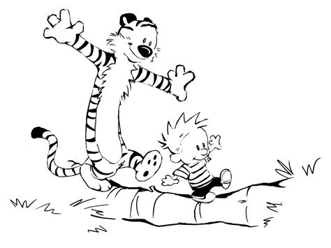 Cute Calvin And Hobbes Coloring Sheet