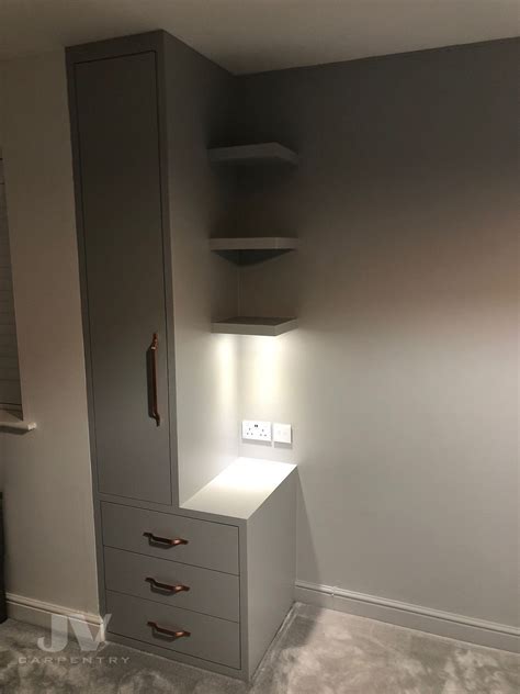 Small Fitted Wardrobe With Drawers Shelves And Bedside Table Built
