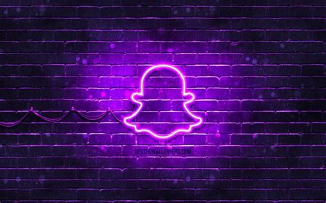 Download Wallpapers Snapchat Violet Logo 4k Violet Brickwall