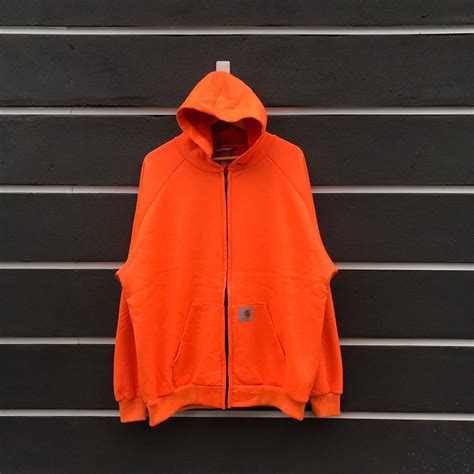 Carhartt Carhartt Mens Bright Orange Zip Front Hooded Sweatshirt Grailed