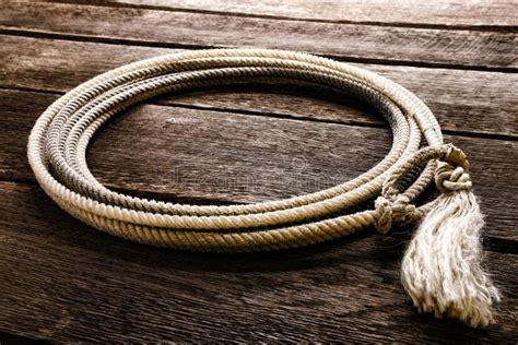 American West Rodeo Cowboy Lasso Lariat On Wood Stock Photo Image Of