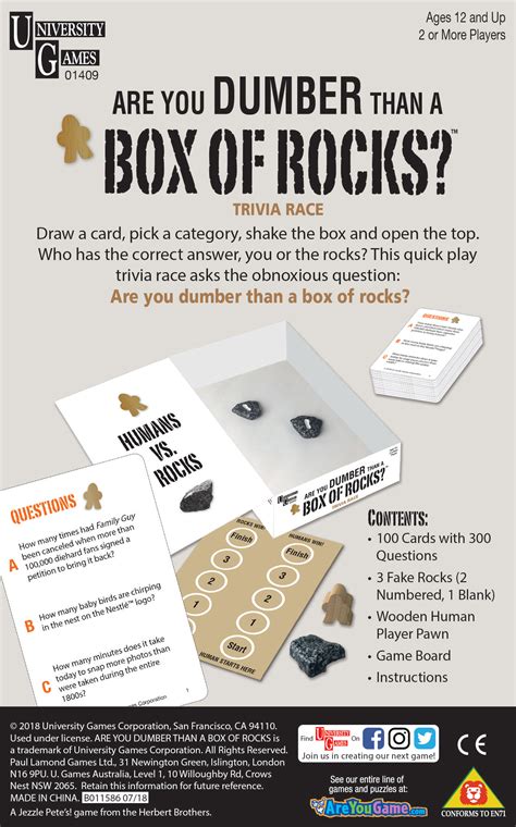 Are You Dumber Than A Box Of Rocks University Games