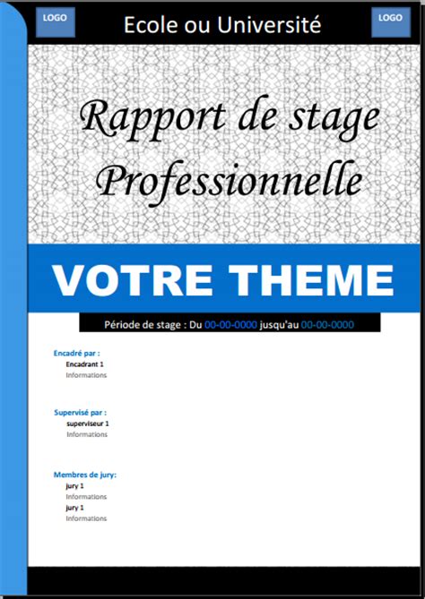 Docx Page De Garde Professionnelle Pour Rapport De Stage Maplisting