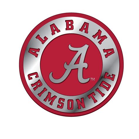 Alabama Solid Metal Chrome Color Emblem Alabama Crimson Tide Football