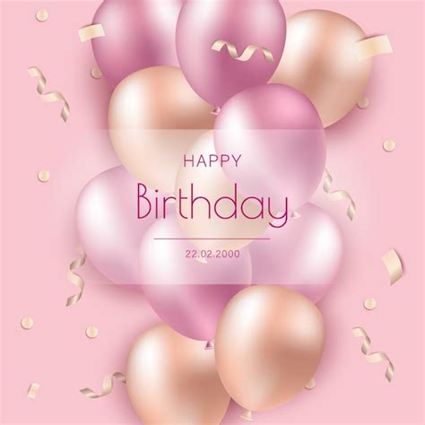 Happy Birthday Background Pink Balloons On Happy Birthday Background