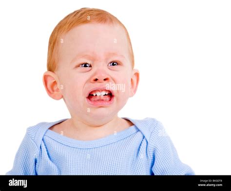 Sad Baby Boy Crying With Teething Pain Stock Photo Alamy